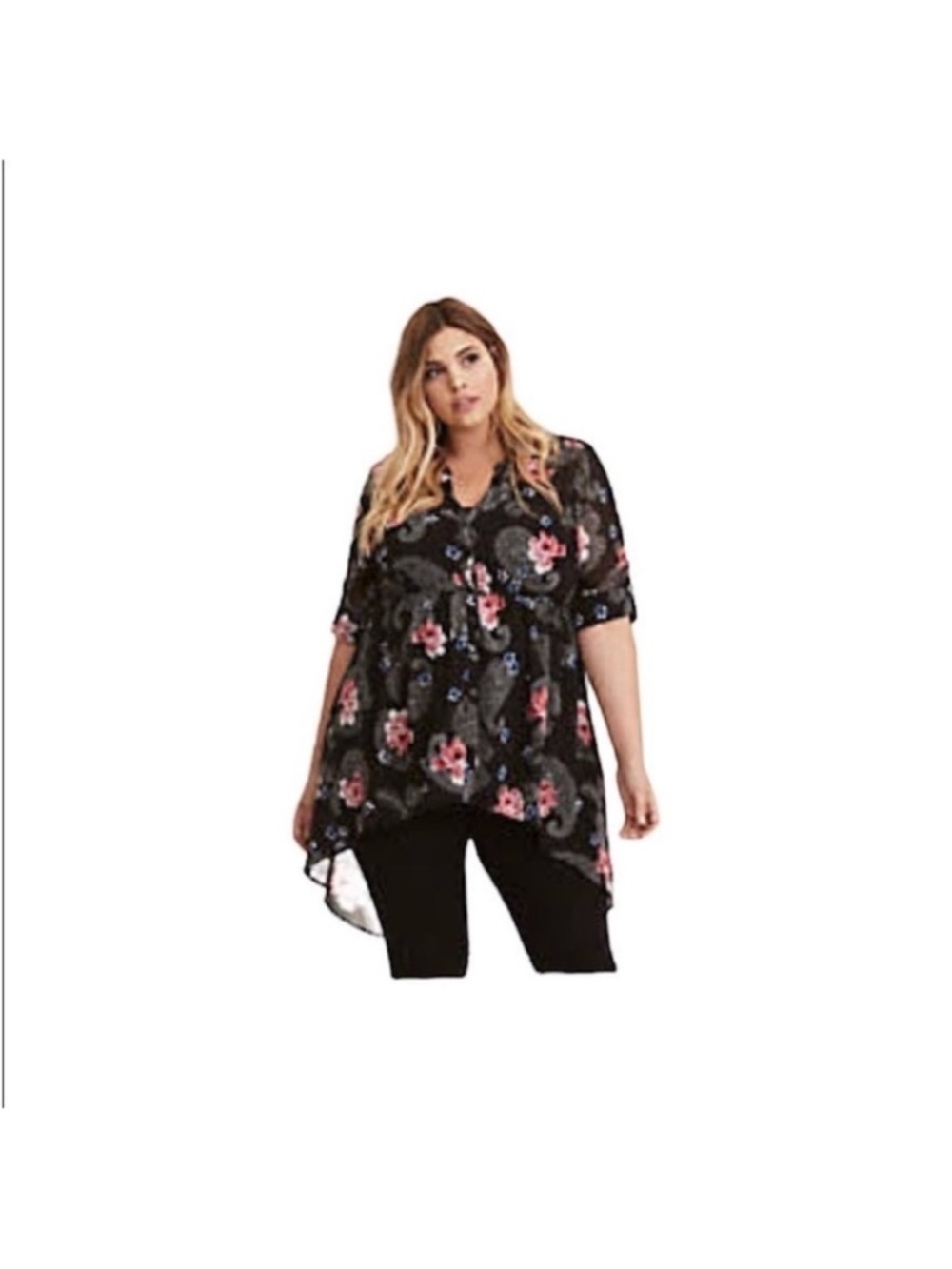 Torrid Paisley Print Chiffon Button Front Top. 10 (Torrid 00).